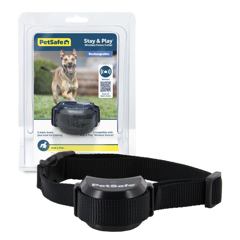 PetSafe Stay and Play Adjustable Wireless Fence Rechargeable Receiver Collar - Black, 1 of 11
