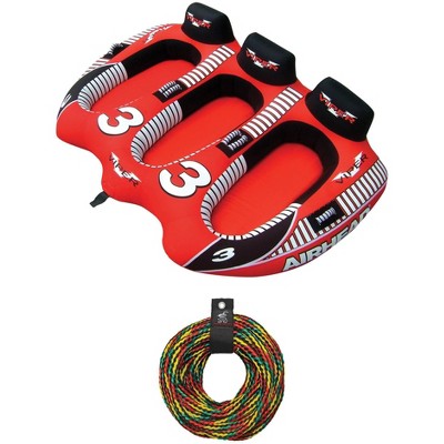 AIRHEAD Viper 3 Triple Rider Cockpit Inflatable Towable Tube & 60' Tow Rope