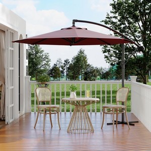 10ft Offset Patio Umbrella, Cantilever Umbrella with Easy Lift & Tilt Adjustment, 8 Ribs Sun umbrella UV Protection for Backyard, Pool, Garden - 1 of 4