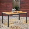 Okak Farmhouse Outdoor Dining Table with Wooden Slat Tabletop, Patio Dining Table with Heavy-Duty Metal Legs, Outdoor Table for Garden, Teak - 2 of 4