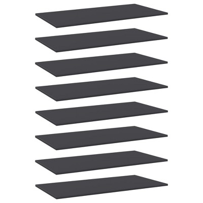 vidaXL Bookshelf Boards 8 pcs Gray 31.5 in.x11.8 in.x0.6 in. Engineered Wood