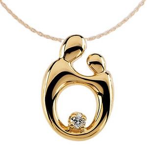 Pompeii3 Mother Holding Chile Diamond Solitaire Pendant in solid 14k White or Yellow Gold - 1 of 3