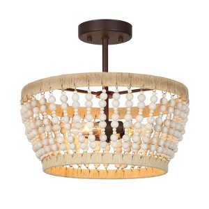 LNC Bohemia 3-Lights 14.5-in Off-White Beaded Empire LED Semi-flush Mount Lights - 1 of 4