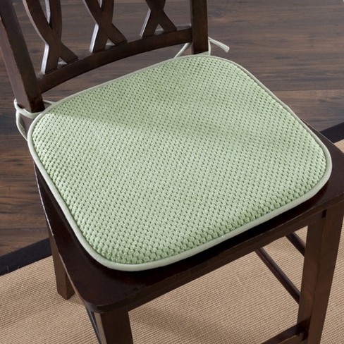 Memory Foam Chair Cushion - Great For Dining, Kitchen, And Desk Chairs -  Machine Washable Pad With Ties And Nonslip Backing By Lavish Home (green) :  Target