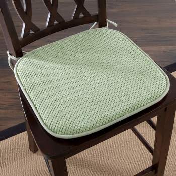Memory Foam Chair Cushion - Great for Dining, Kitchen, and Desk Chairs - Machine Washable Pad with Ties and Nonslip Backing by Lavish Home (Green)
