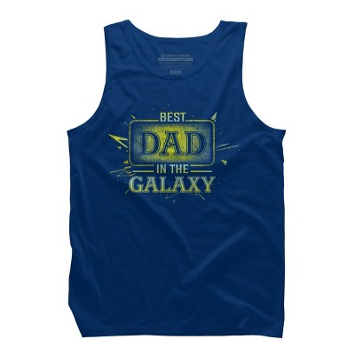 Men's Design By Humans Best Dad In Galaxy Badge By AmusingDesignCo Tank Top