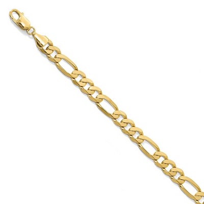 Black Bow Jewelry 8.75mm 14k Yellow Gold Flat Figaro Chain Bracelet