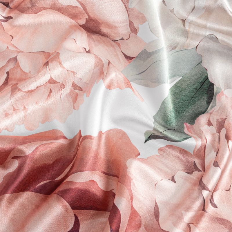 Sweet Jojo Designs Girl Satin Fitted Crib Sheet Peony Floral Garden Blush Pink Off White Ivory Cream, 3 of 7