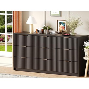 Modern 8 or 9-Drawer Fluted Dresser, Large Capacity Wood Storage Organizer with Metal Handles & Anti-Tip Design for Bedroom Living Room Hallway - 1 of 4