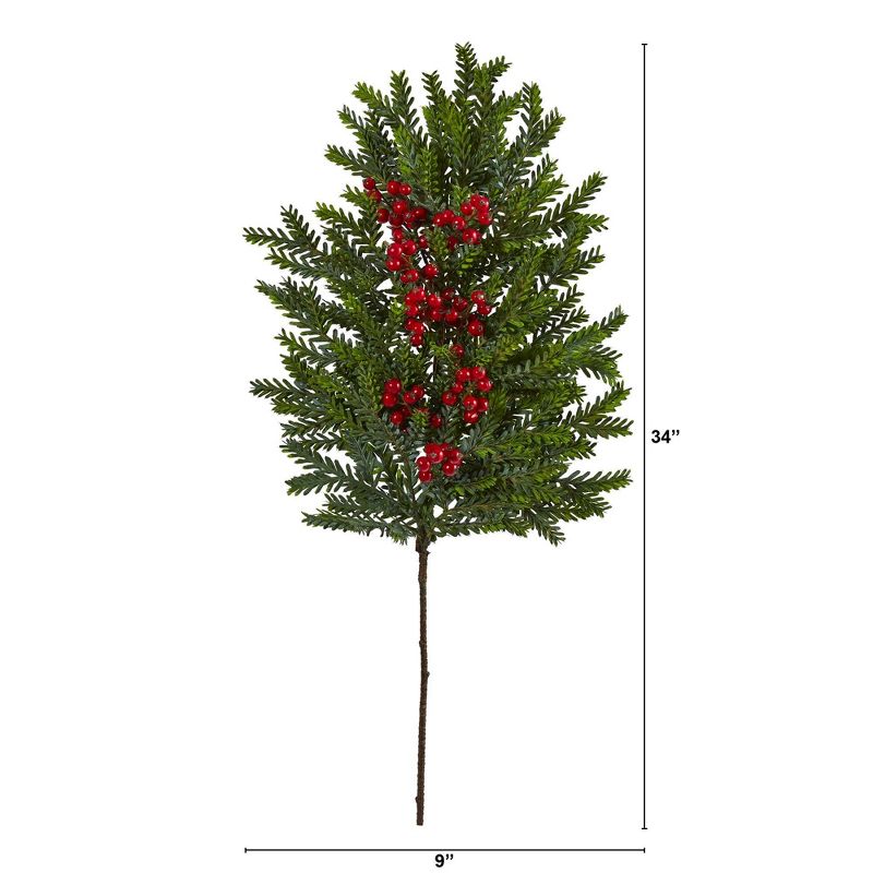 Nearly Natural 34-in Pine and Berries Artificial Plant (Set of 3), 2 of 5