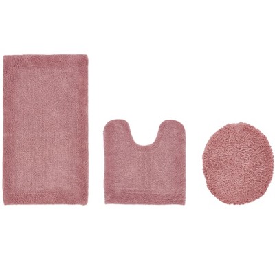 Edge Bath Rug 100% Premium Cotton Ultra-Soft Water Absorbent Tufted Solid Reversible 3 Piece Bathroom Rug Set for Machine Washable Bathmat