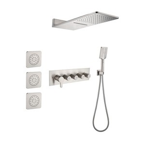 PAGED Shower Head Waterfall Rain Shower System with 3 Body Sprays and Handheld Shower for Bathroom - 1 of 4