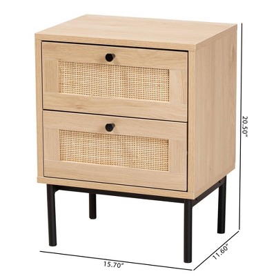 Sherwin Light Brown and Black 2-Drawer Rattan Accent Table