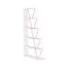 Modern 5 Tier Ladder Bookshelf Organiser, Narrow Bookshelf for Small Spaces Office Furniture Bookcase ,White/Pink - 3 of 4