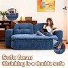 2 Seater Modern Floor Sofa with 2 Pillows, Convertible Foam-Filled Sleeper Bed, Folding Linen Couch Mattress for Living Room or Playroom-Koiai - 2 of 4