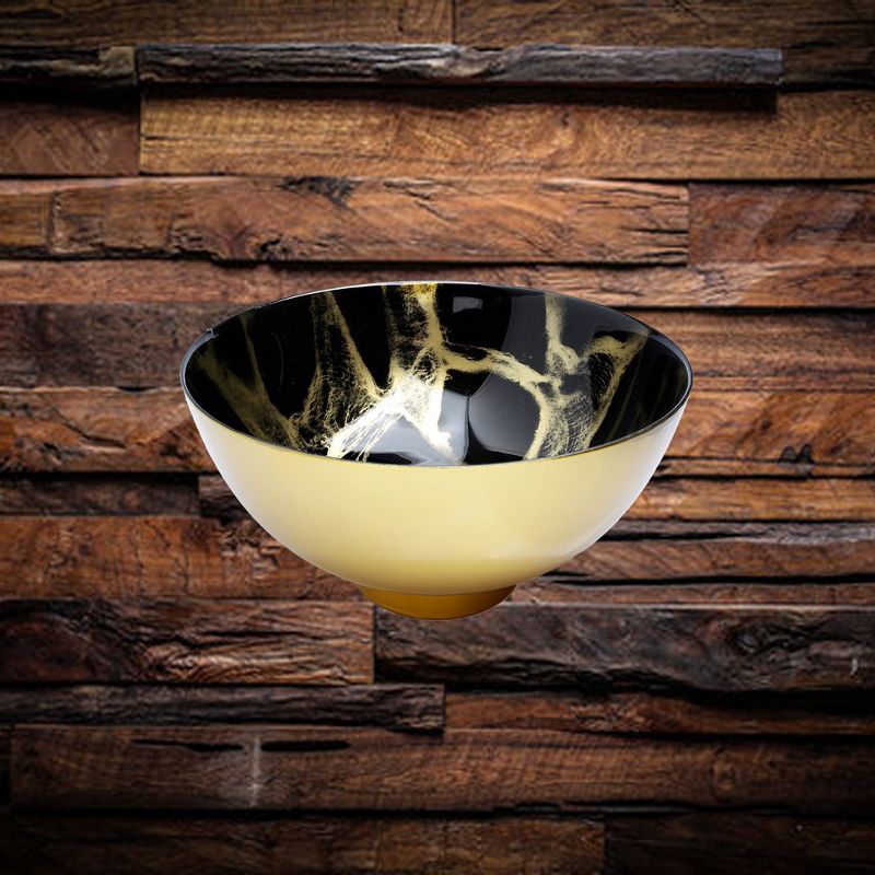 Classic Touch 10.5" Black and Gold Marbleized Footed Bowl, 2 of 4