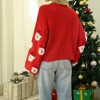 Women's Christmas Sweater Long Sleeve Cute Funny Soft Knitted Casual Pullover Sweater Red M - 2 of 4