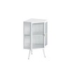 22.25 " Floor Coner Cabinet with Tempered Glass Door & Storage Shelves for Bathroom, Living Room, Bedroom (White) - 3 of 4