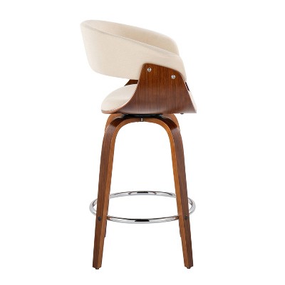 Beige Swivel Wood and Metal Counter Stool Set