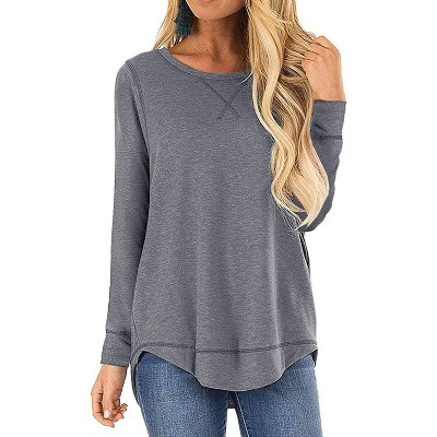 Haute Edition Women'S Cross Stitch Loose Fit Long Sleeve Tee With Plus