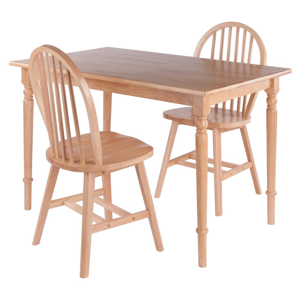 Photos - Dining Table 3pc Ravenna  Set Natural - Winsome: Solid Wood, Seats up to 4, Windsor Chairs