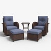 LayinSun Outdoor Patio Furniture Set, Brown Rattan Wicker Sectional Swivel Rocker Chairs Sets - 2 of 4