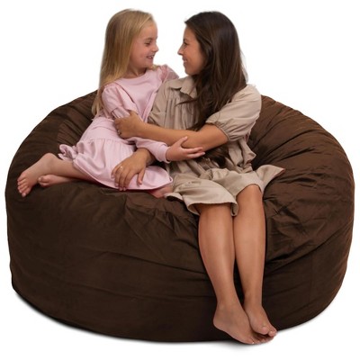Ultimate Sack 5ft Bean Bag Chair, Oversized Comfortable Indoor Floor Lounger, Giant Foam-Filled Furniture for Relaxing, Brown Suede