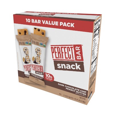 Perfect Bar Organic Snack Dark Chocolate Chip Peanut Butter Protein Bars - 16.9oz/10ct
