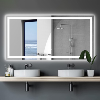 DOMETOUR 72 x 36 LED Bathroom Mirror with Anti-Fog & Touch Sensor, Modern Frameless Lighted Wall Mirror for Vanity or Dressing Area