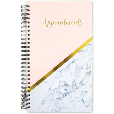 Juvale Salon Appointment Book, Undated Hourly Daily Time Management Planner (Marble & Foil, 13.5 x 8.55)