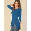 Allegra K Women's 3/4 Sleeve Round Neck Button Decor Casual Stretchy Tunic Tops - 2 of 4