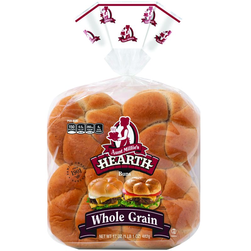 Aunt Millie&#39;s Whole Grain Vegan Hamburger Buns - 17oz/8ct, 1 of 7