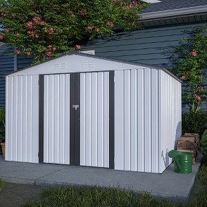Gulches 10X8 FT Outdoor Storage Shed, All Weather Metal Sheds with Lockable Doors, Tool Shed for Garden, Patio, Backyard, Lawn, Grey - 1 of 4