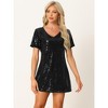 Allegra K Women's Glitter Sequin V Neck Short Sleeve Mini Clubwear Party Dress - 3 of 4