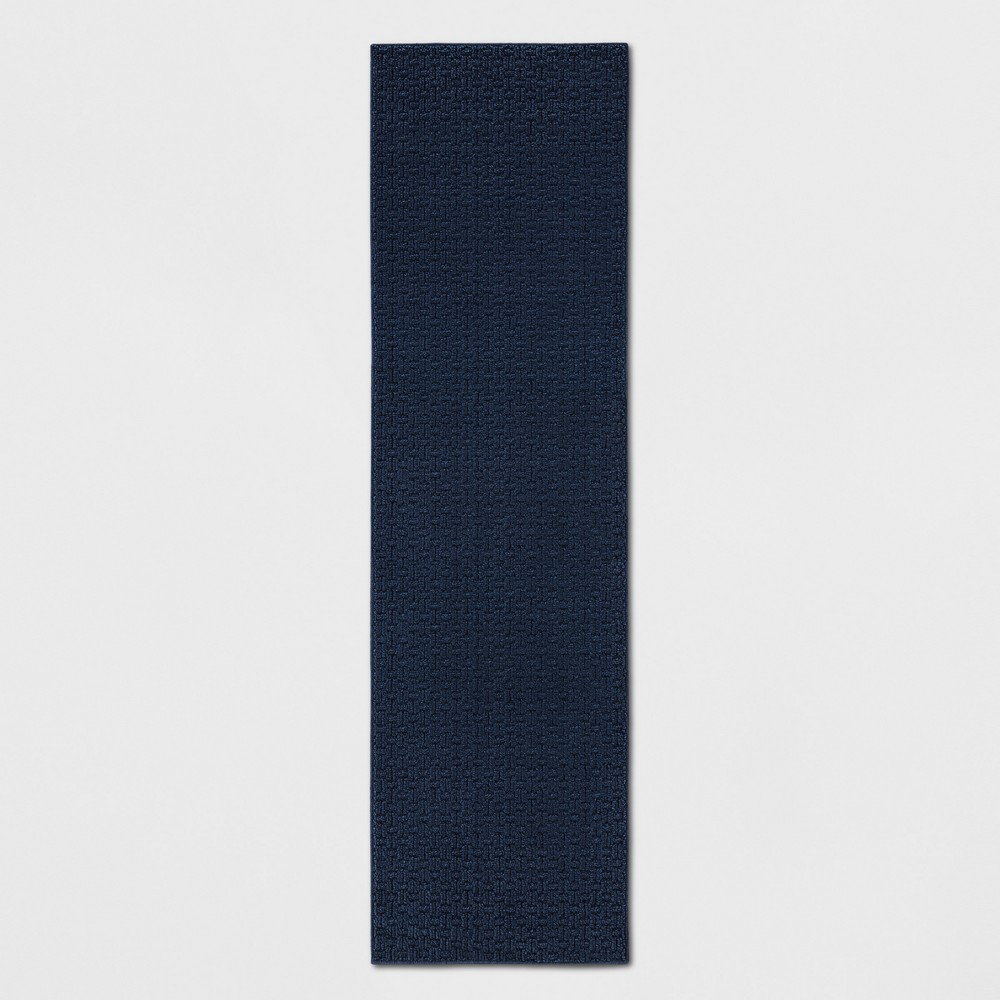 Photos - Area Rug 2'x7' Washable Solid Machine Tufted Runner Rug Blue - Made By Design™