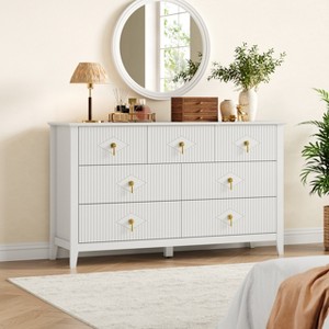 Dresser for Bedroom with 7 Drawers, 54" Wide Modern Chest of Drawers with Metal Handle, Wood Drawer Organizer for Bedroom, Living Room, Hallway - 1 of 4