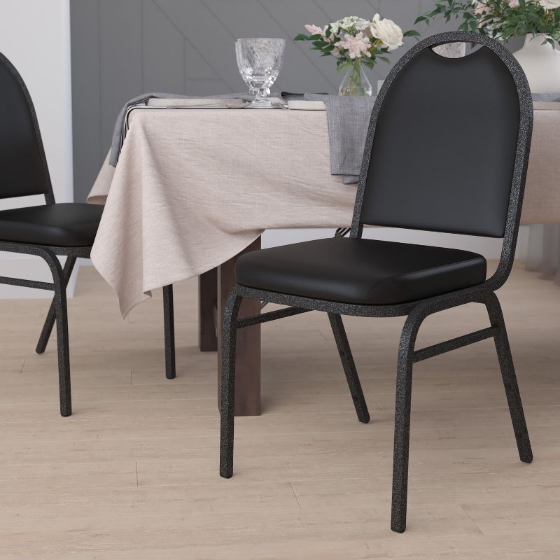 Flash Furniture HERCULES Series Set of 4 Commercial Grade 500 LB. Capacity Dome Back Stacking Banquet Chairs with Metal Frames, 5 of 13
