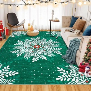 Christmas Snowflake Area Rug,2x3 Rug Washable Non Slip for Entryway,Soft Low Pile Christmas Door Mat - 1 of 4