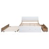 Modern Full Size Bed Frame With Twin Size Trundle And 2 Drawers, No Box Spring Needed, Platform Bed Frame For Bedroom, White+Oak - 4 of 4