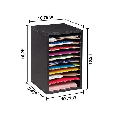 Black MDF 11-Compartment Vertical Paper Sorter Organizer