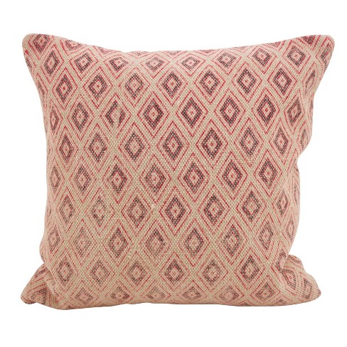 18"x18" Boho Diamond Square Throw Pillow Red - Saro Lifestyle: Cotton Blend, Indoor, Zipper Closure - image 1 of 3