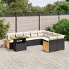 vidaXL 10 Piece Patio Sofa Set with Cushions Black and Cream Poly Rattan - 2 of 4
