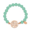 Chisel Stainless Steel Rose IP-plated Tree of Life 8mm Green Dyed Jade Beaded Stretch Bracelet - 3 of 4
