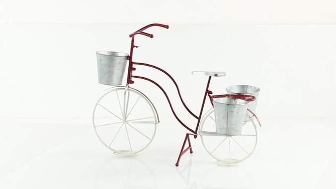23&#34; Eclectic Tin Novelty Bicycle Plant Stand Red/Gray - Olivia &#38; May, 2 of 7, play video