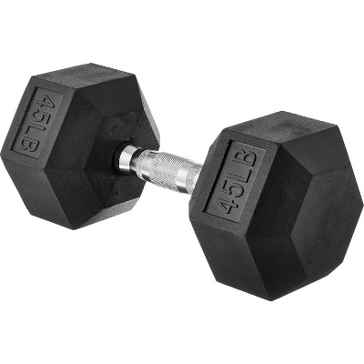 Rubber Encased Hex Dumbbell, Hand Weight for Home Gym Strength Training and Fitness Workouts