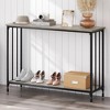 Homhougo Console Table, Sofa Tables Narrow Entryway Table with Wood Shelf and Metal Frame Gray - 4 of 4