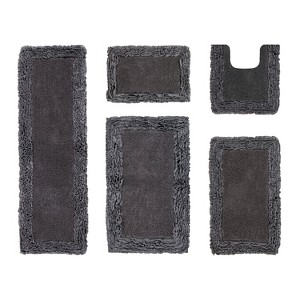 Shaggy Border Collection 5-Piece Bath Rug Set 100% Cotton Tufted Weave Ruffle Border Pattern Bathroom Rug for Machine Washable Bathmat - 1 of 4