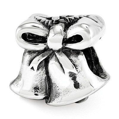 Black Bow Jewelry Christmas Bells Bead Charm in Antiqued Sterling Silver