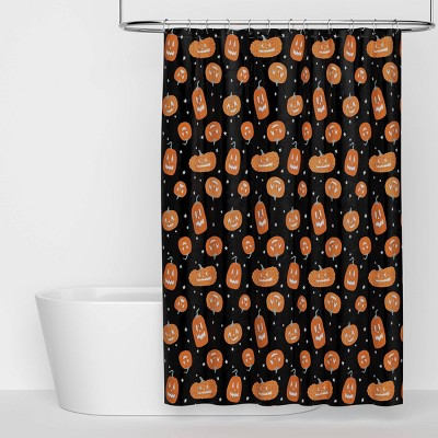 Halloween Pumpkins Glow in the Dark Peva Shower Curtain Black - Hyde and EEK! Boutique™