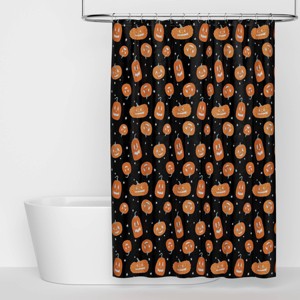 Halloween Pumpkins Glow in the Dark PEVA Shower Curtain Black - Hyde and EEK! Boutique™ - 1 of 4